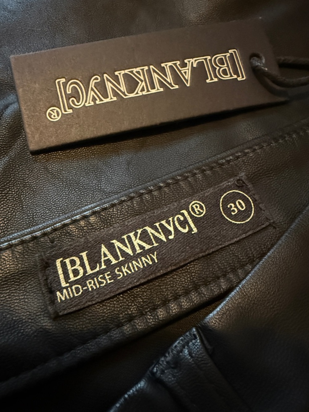 BlankNYC Black Denim Faux Vegan Leather High Waist Flattering Skinny Pants NWT - Picture 8 of 9